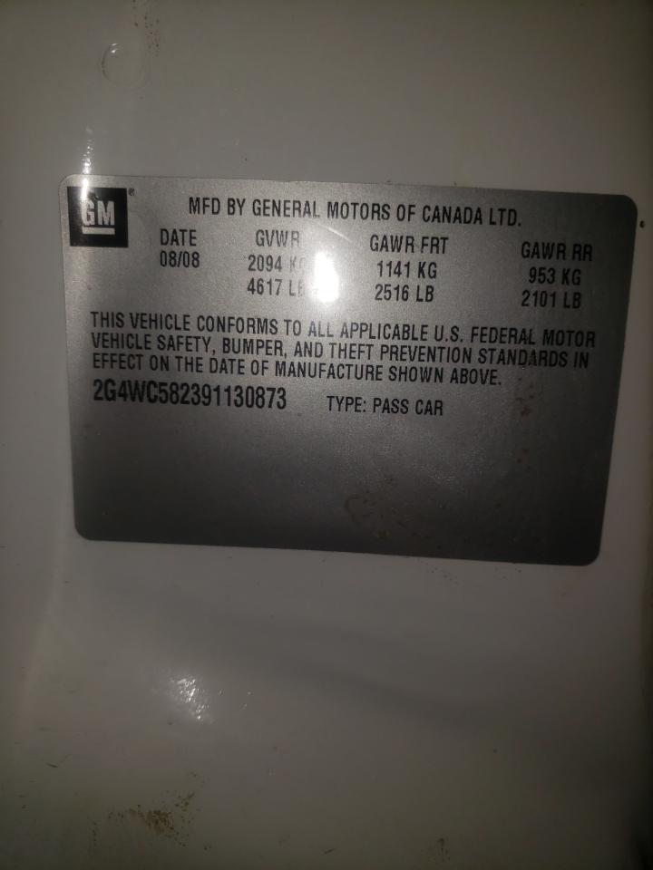Photo 10 from auction – 2009 BUICK LACROSSE C with VIN 2G4WC582391130873