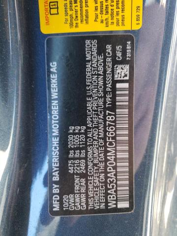 Photo 10 from auction – 2021 BMW 430I with VIN WBA53AP04MCF66787