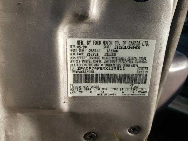 Photo 10 from auction – 1991 FORD CROWN VICT with VIN 2FACP74F8MX119511