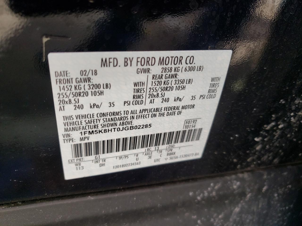 Photo 10 from auction – 2018 FORD EXPLORER P with VIN 1FM5K8HT0JGB02285