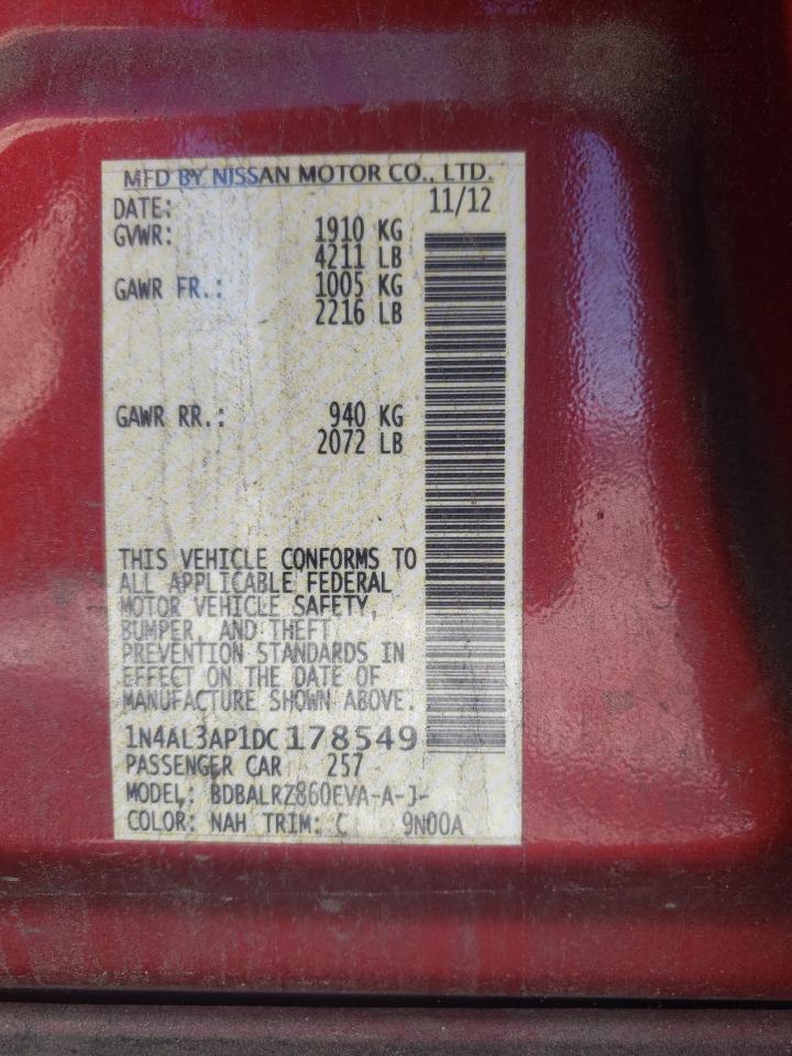 Photo 10 from auction – 2013 NISSAN ALTIMA 2.5 with VIN 1N4AL3AP1DC178549