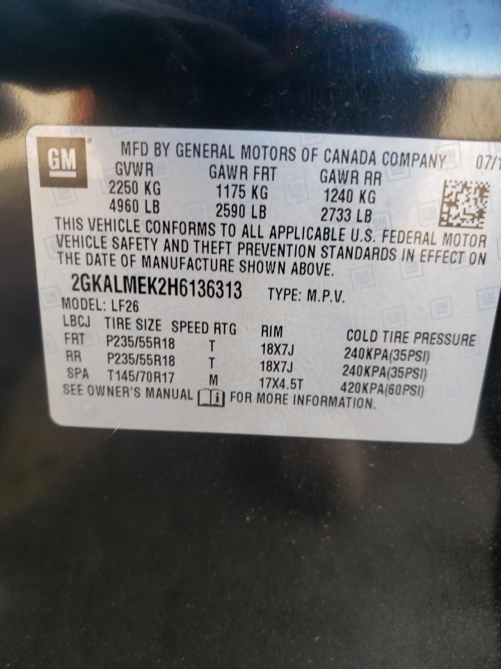Photo 10 from auction – 2017 GMC TERRAIN SL with VIN 2GKALMEK2H6136313