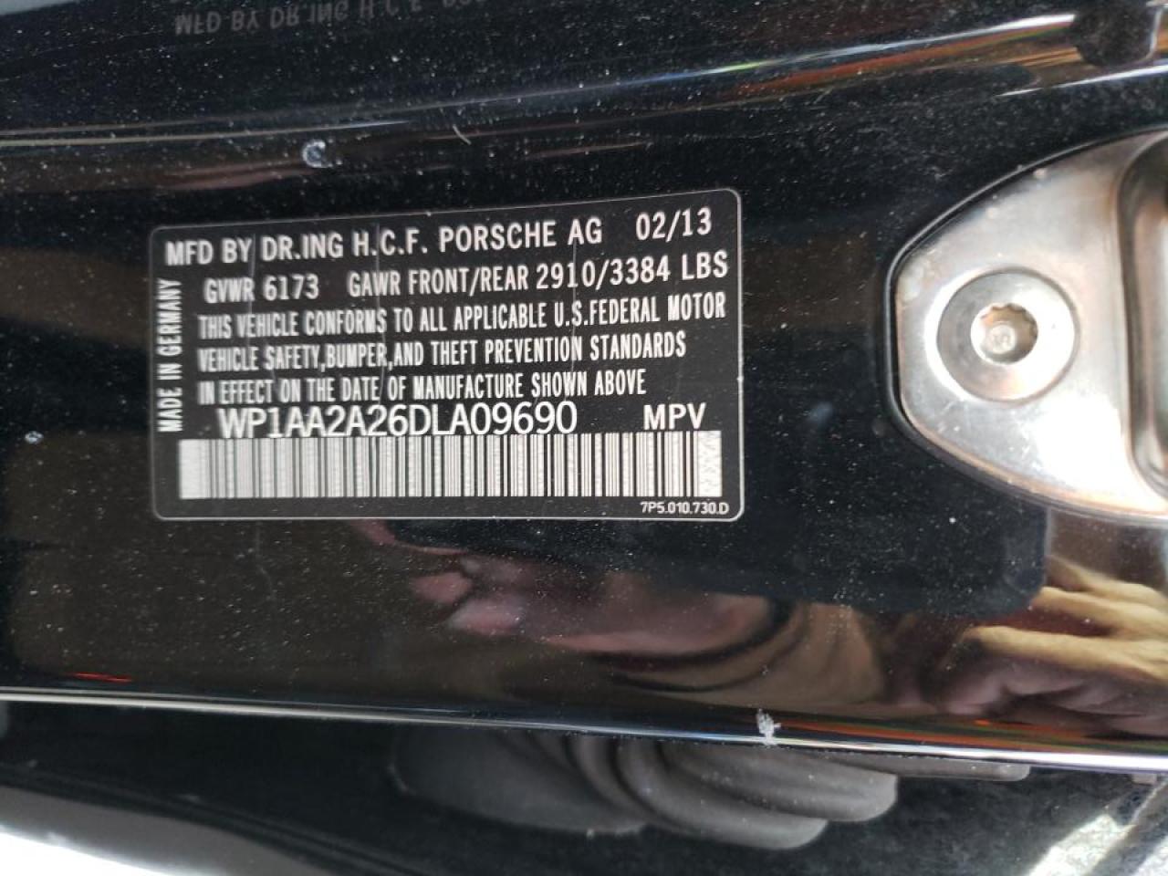 Photo 10 from auction – 2013 PORSCHE CAYENNE with VIN WP1AA2A26DLA09690
