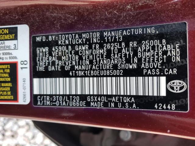 Photo 10 from auction – 2014 TOYOTA AVALON BAS with VIN 4T1BK1EB0EU085002