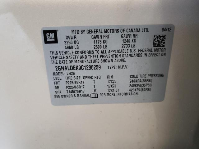 Photo 10 from auction – 2012 CHEVROLET EQUINOX LT with VIN 2GNALDEK9C1296259