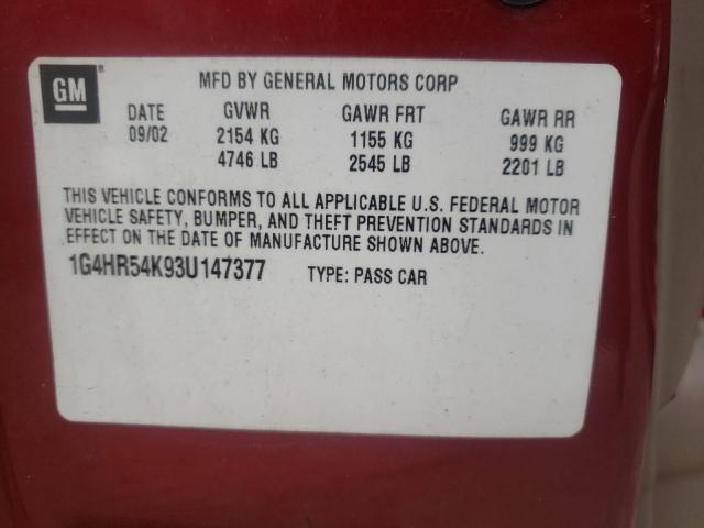 Photo 10 from auction – 2003 BUICK LESABRE LI with VIN 1G4HR54K93U147377