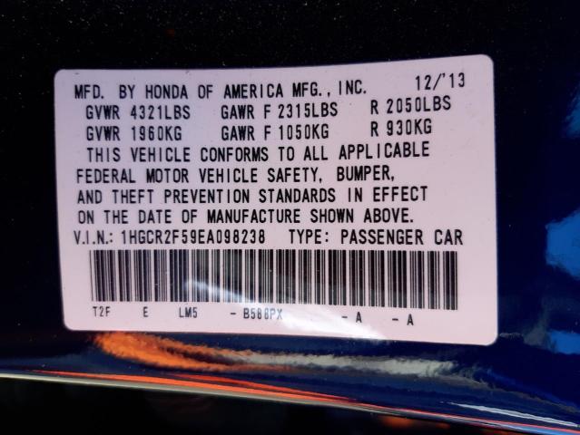 Photo 10 from auction – 2014 HONDA ACCORD SPO with VIN 1HGCR2F59EA098238