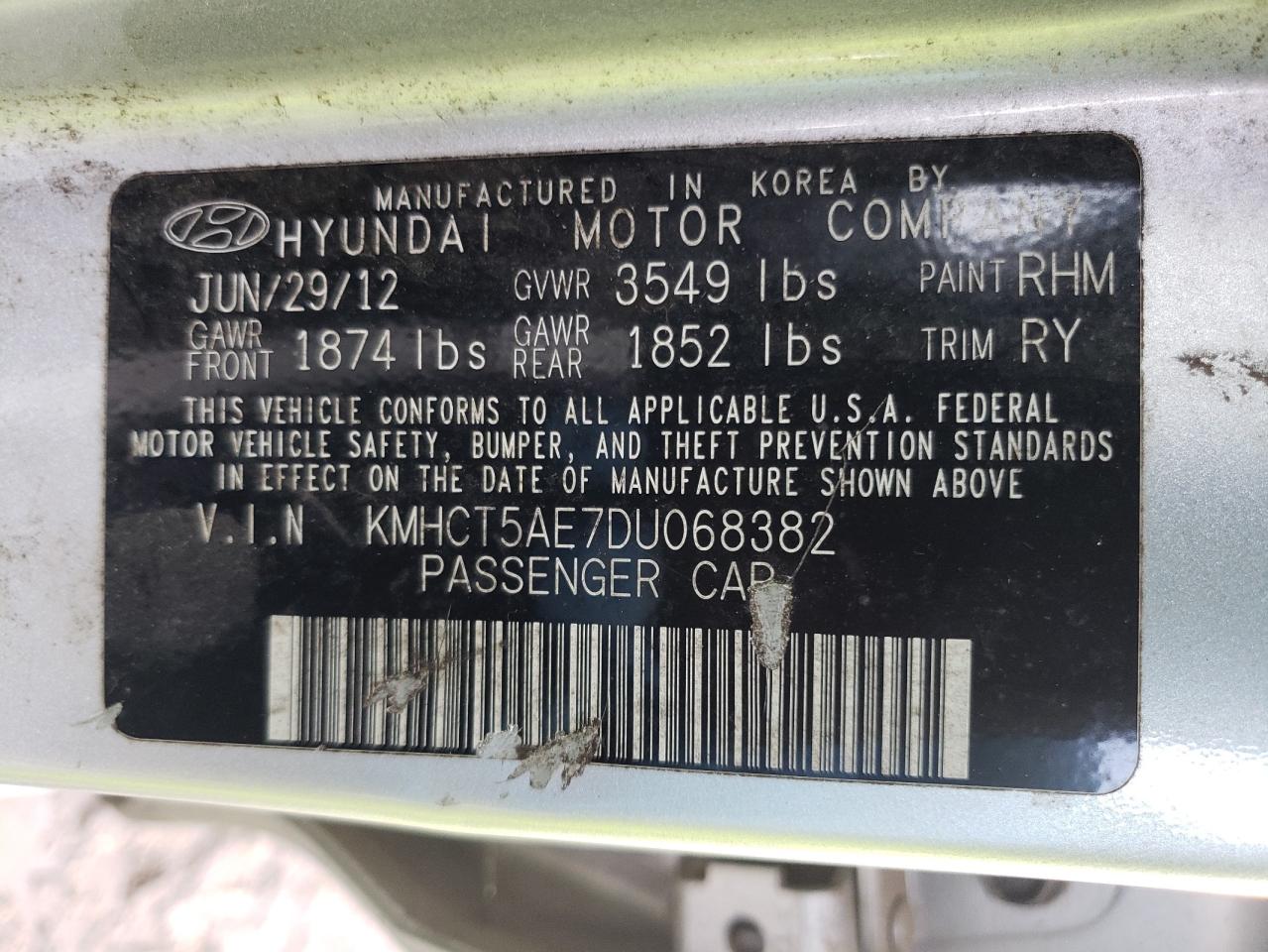 Photo 10 from auction – 2013 HYUNDAI ACCENT GLS with VIN KMHCT5AE7DU068382