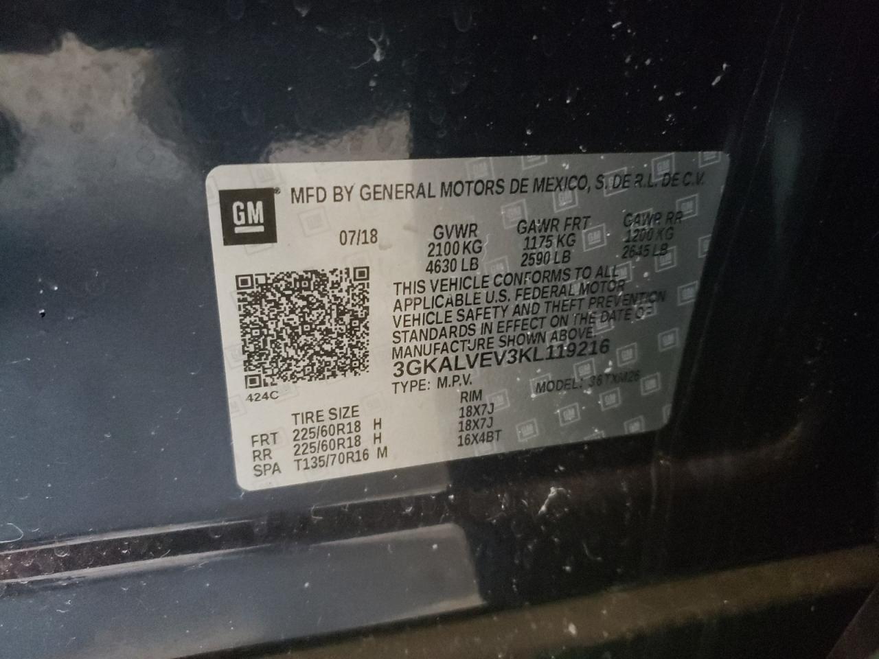 Photo 10 from auction – 2019 GMC TERRAIN SL with VIN 3GKALVEV3KL119216