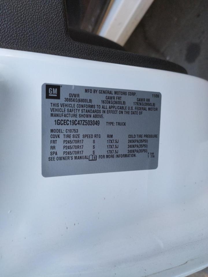 Photo 10 from auction – 2007 CHEVROLET SILVERADO with VIN 1GCEC19C47Z503049