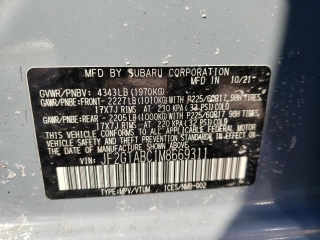 Photo 10 from auction – 2021 SUBARU CROSSTREK with VIN JF2GTABC1M8669311