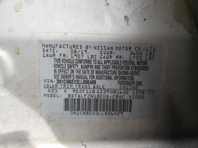 Photo 10 from auction – 2020 NISSAN VERSA SV with VIN 3N1CN8EV3LL806409