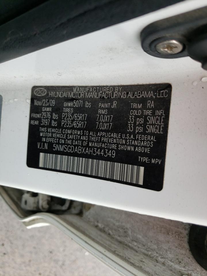 Photo 10 from auction – 2010 HYUNDAI SANTA FE G with VIN 5NMSGDABXAH344349