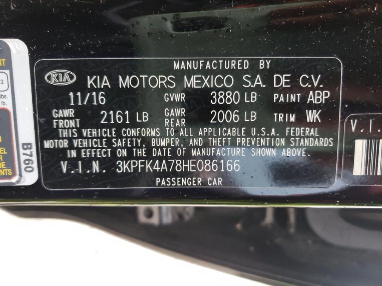 Photo 10 from auction – 2017 KIA FORTE LX with VIN 3KPFK4A78HE086166