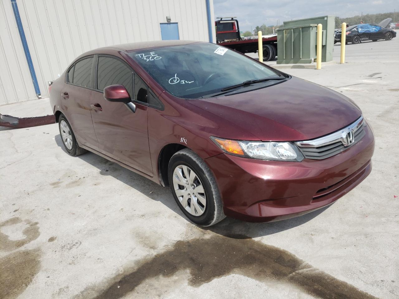 HONDA CIVIC LX 2012 with VIN 2HGFB2F57CH567889 - Photo from auction