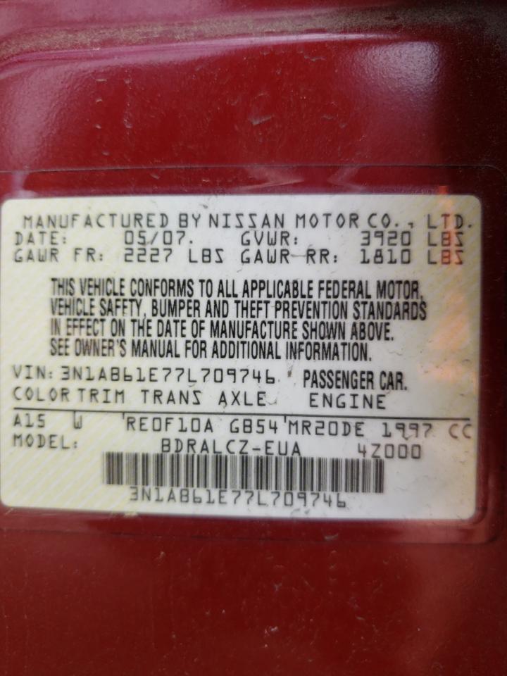Photo 10 from auction – 2007 NISSAN SENTRA 2.0 with VIN 3N1AB61E77L709746