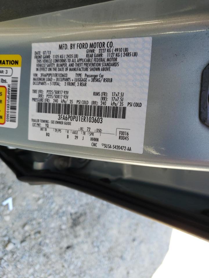 Photo 10 from auction – 2014 FORD FUSION SE with VIN 3FA6P0PU1ER103603