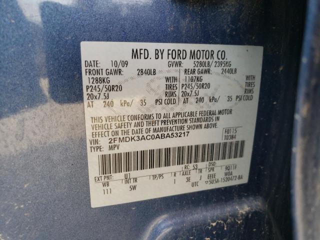 Photo 10 from auction – 2010 FORD EDGE SPORT with VIN 2FMDK3AC0ABA53217