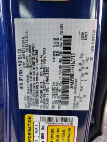 Photo 10 from auction – 2015 FORD FUSION SE with VIN 3FA6P0HD8FR167718