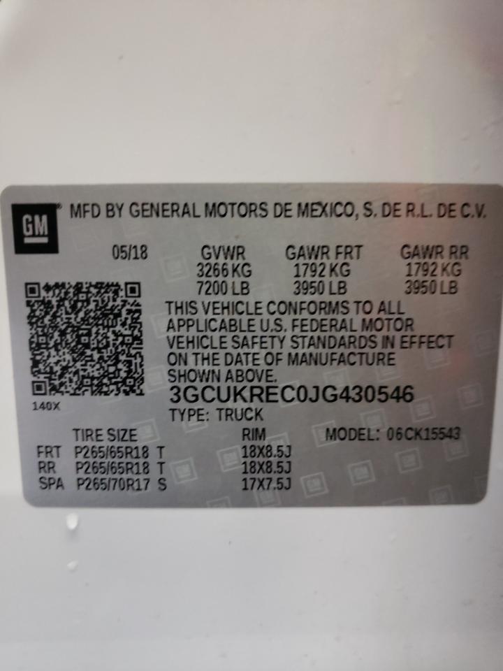 Photo 10 from auction – 2018 CHEVROLET SILVERADO with VIN 3GCUKREC0JG430546