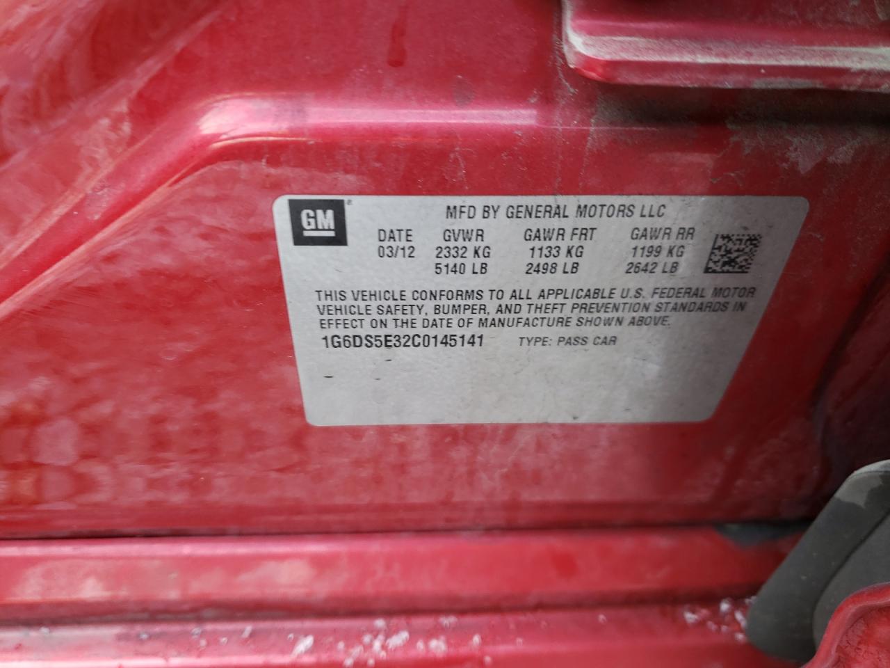 Photo 10 from auction – 2012 CADILLAC CTS PREMIU with VIN 1G6DS5E32C0145141