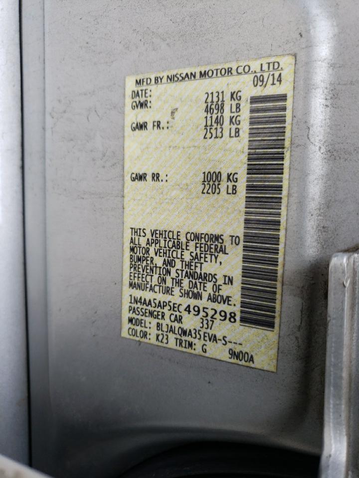 Photo 10 from auction – 2014 NISSAN MAXIMA S with VIN 1N4AA5AP5EC495298