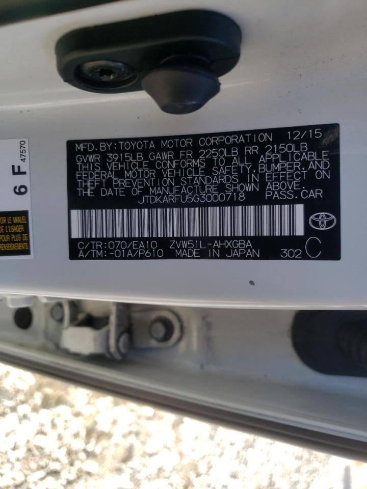 Photo 10 from auction – 2016 TOYOTA PRIUS with VIN JTDKARFU5G3000718