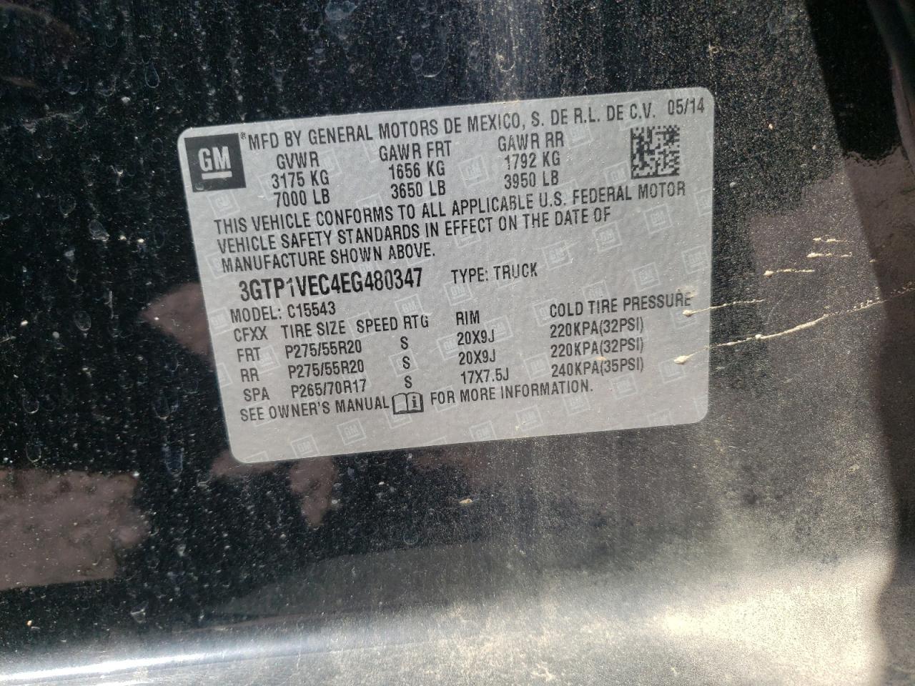 Photo 10 from auction – 2014 GMC SIERRA C15 with VIN 3GTP1VEC4EG480347