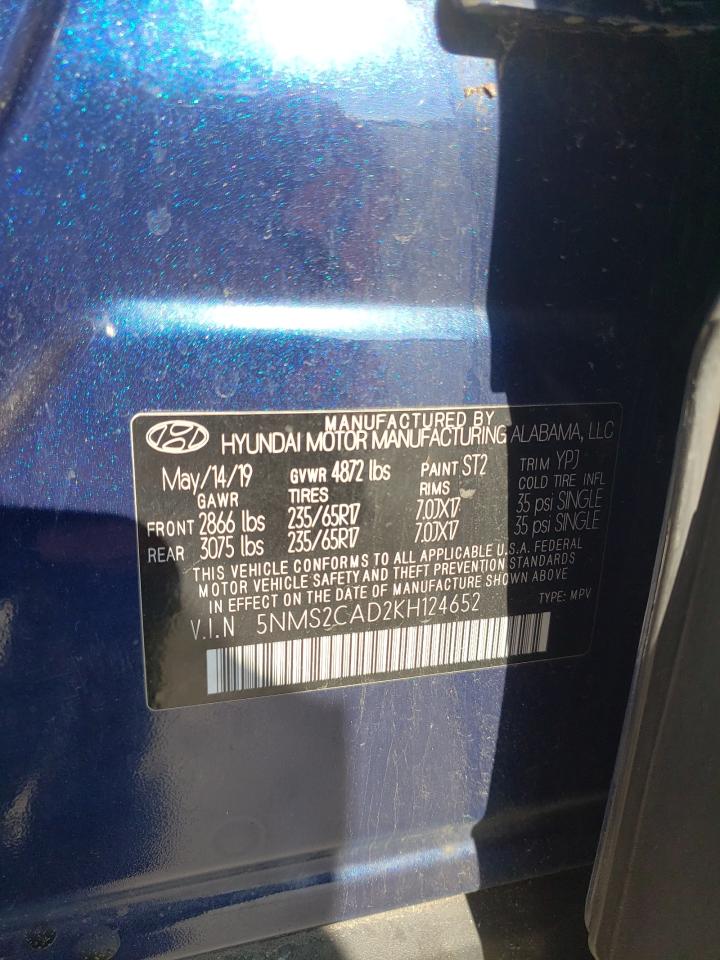 Photo 10 from auction – 2019 HYUNDAI SANTA FE S with VIN 5NMS2CAD2KH124652