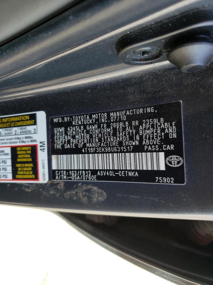 Photo 10 from auction – 2011 TOYOTA CAMRY BASE with VIN 4T1BF3EK9BU631517