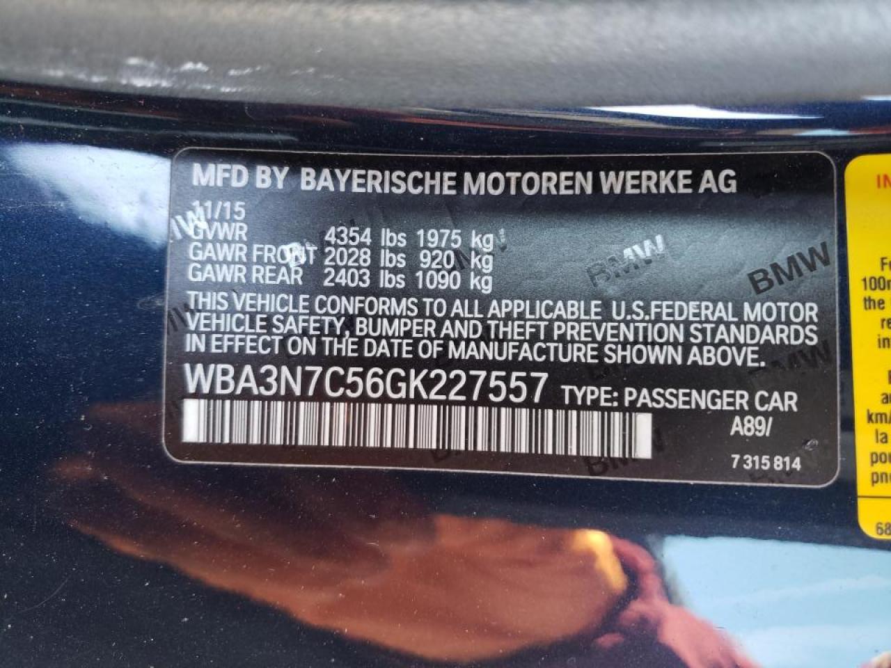 Photo 10 from auction – 2016 BMW 428 I with VIN WBA3N7C56GK227557