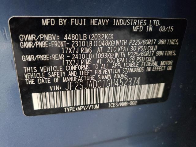 Photo 10 from auction – 2016 SUBARU FORESTER 2 with VIN JF2SJADC1GH452374