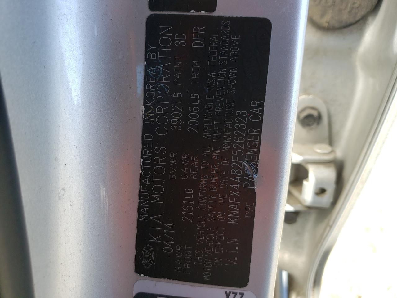 Photo 10 from auction – 2015 KIA FORTE EX with VIN KNAFX4A82F5262323