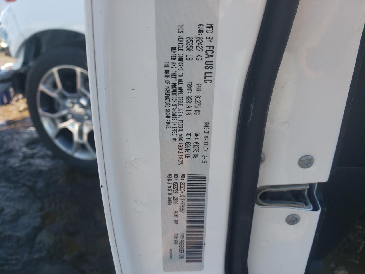 Photo 10 from auction – 2015 DODGE CHARGER SX with VIN 2C3CDXJG1FH779357