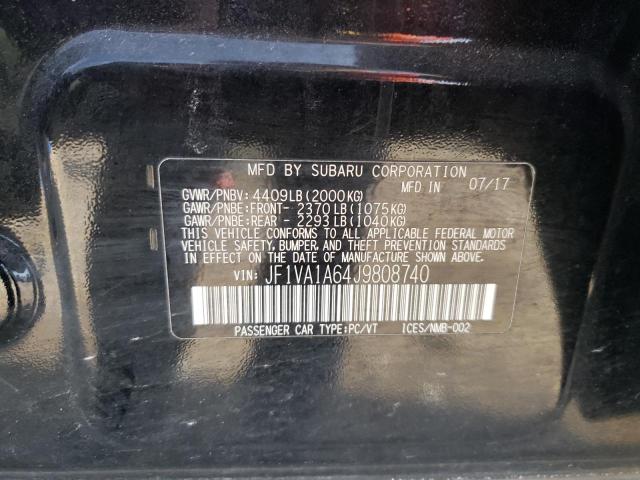 Photo 10 from auction – 2018 SUBARU WRX with VIN JF1VA1A64J9808740