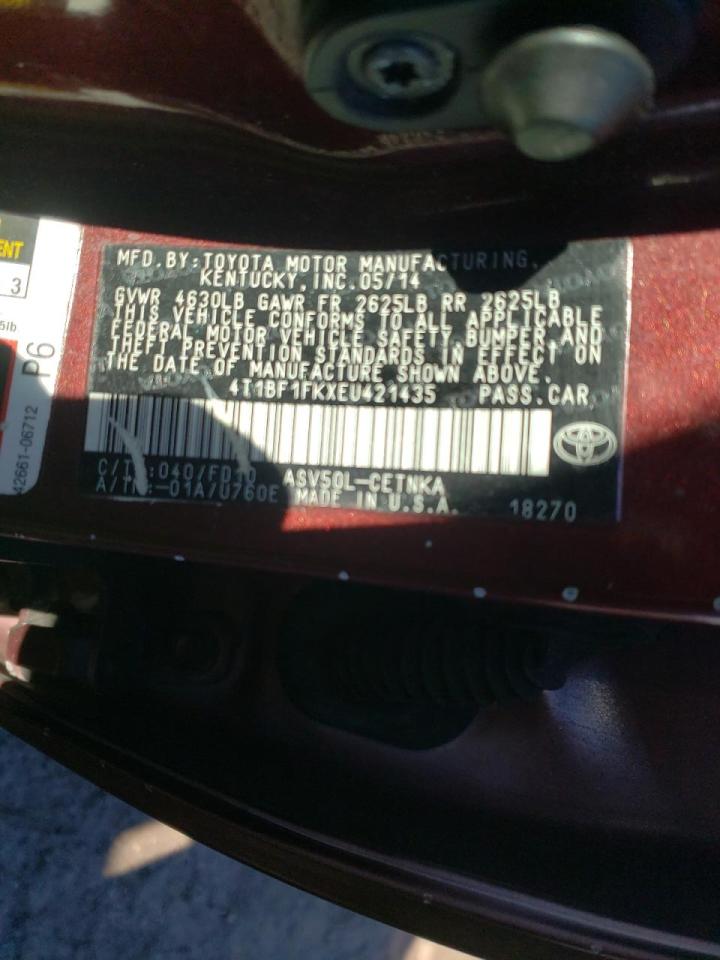 Photo 10 from auction – 2014 TOYOTA CAMRY L with VIN 4T1BF1FKXEU421435