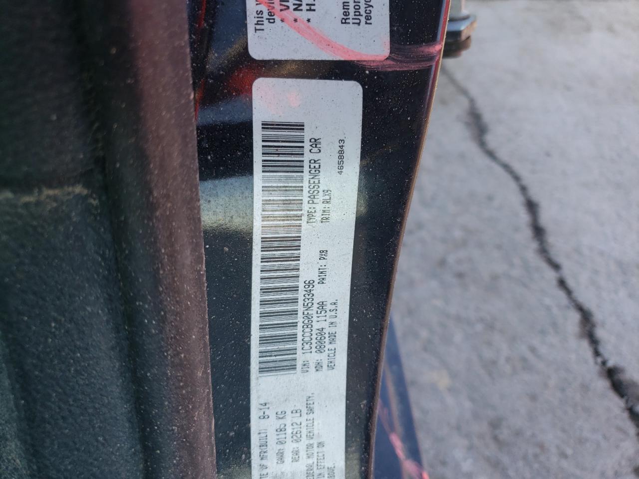 Photo 10 from auction – 2015 CHRYSLER 200 S with VIN 1C3CCCBG0FN533496