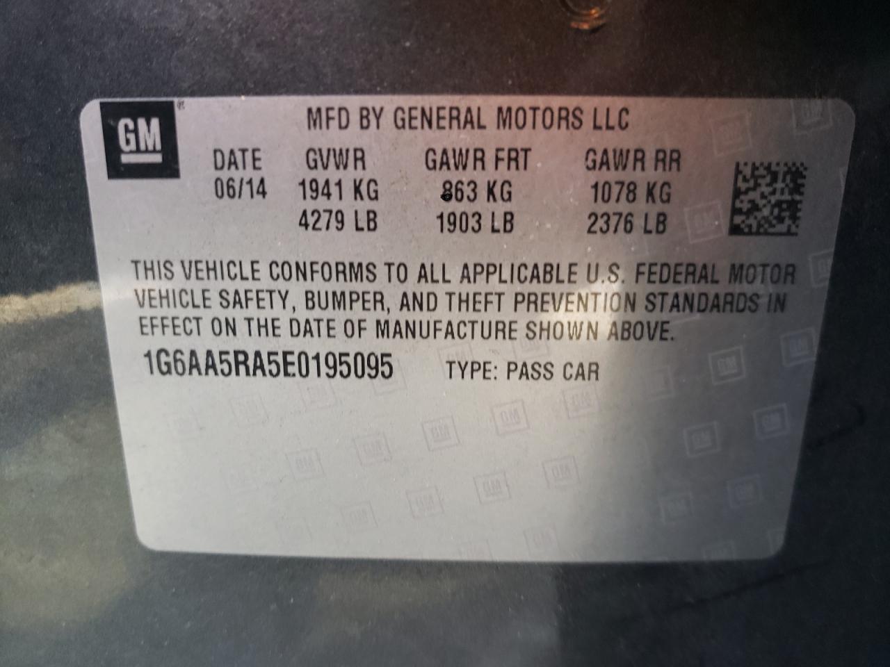 Photo 10 from auction – 2014 CADILLAC ATS with VIN 1G6AA5RA5E0195095