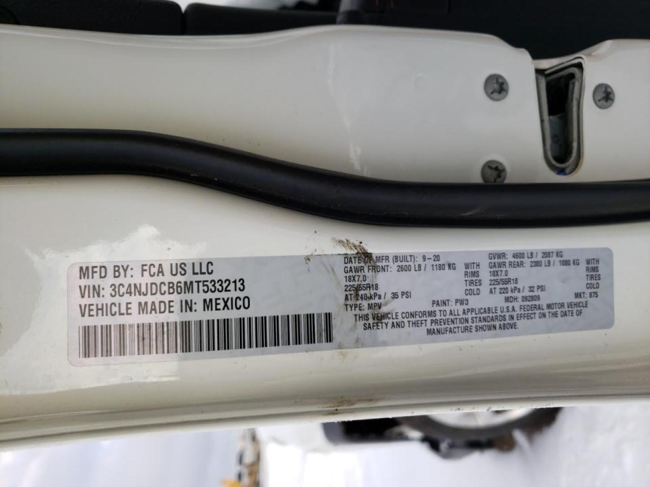 Photo 10 from auction – 2021 JEEP COMPASS LI with VIN 3C4NJDCB6MT533213