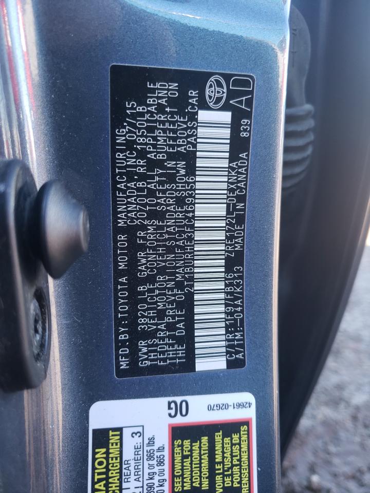 Photo 10 from auction – 2015 TOYOTA COROLLA L with VIN 2T1BURHE3FC469356