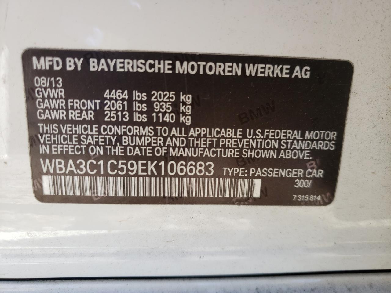 Photo 10 from auction – 2014 BMW 328 I SULE with VIN WBA3C1C59EK106683