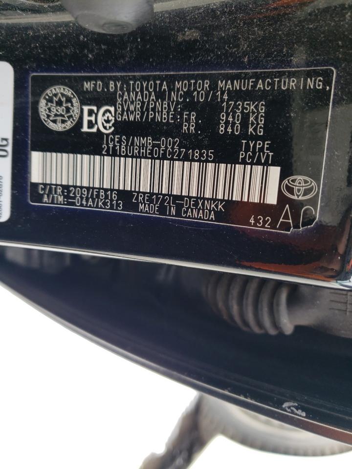 Photo 10 from auction – 2015 TOYOTA COROLLA L with VIN 2T1BURHE0FC271835