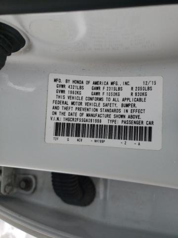 Photo 10 from auction – 2016 HONDA ACCORD SPO with VIN 1HGCR2F55GA091998