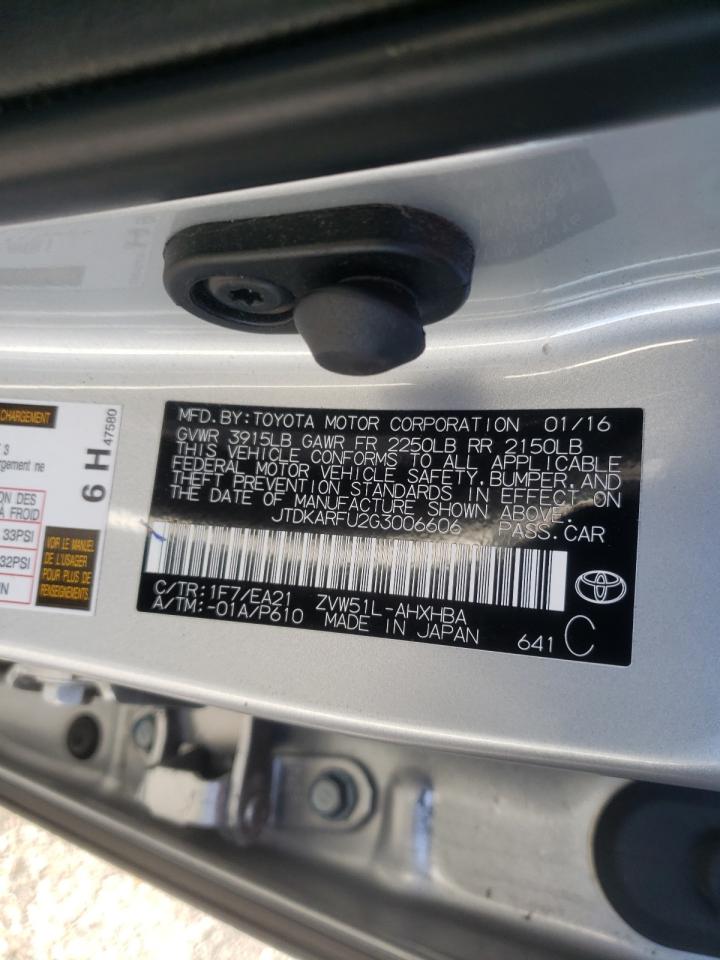 Photo 10 from auction – 2016 TOYOTA PRIUS with VIN JTDKARFU2G3006606