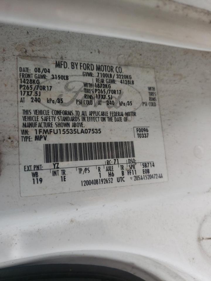 Photo 10 from auction – 2005 FORD EXPEDITION with VIN 1FMFU15535LA07535