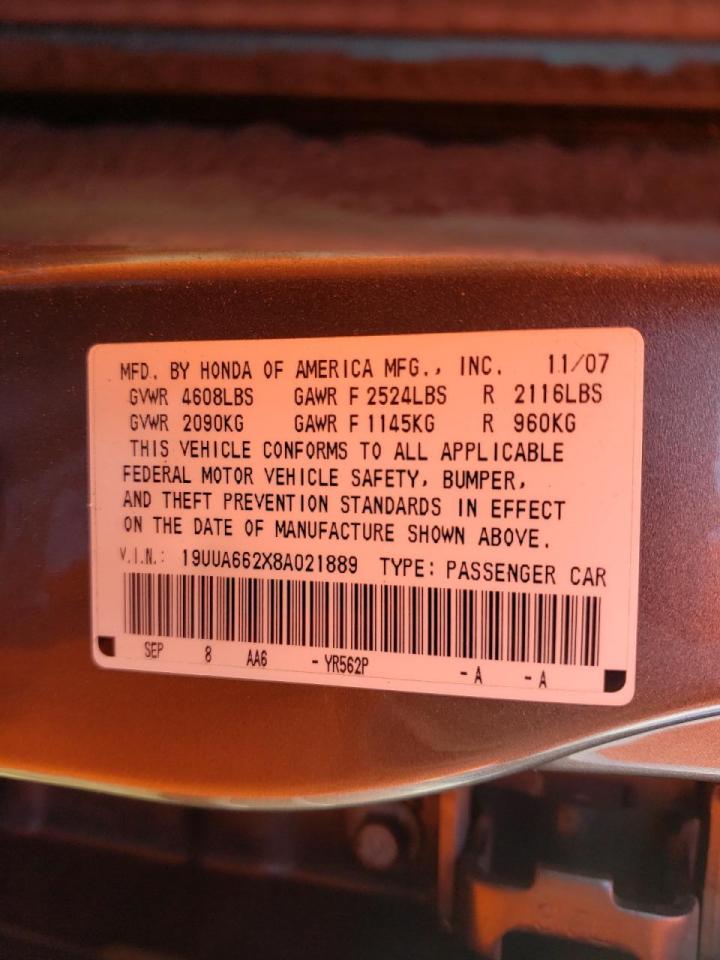 Photo 10 from auction – 2008 ACURA TL with VIN 19UUA662X8A021889