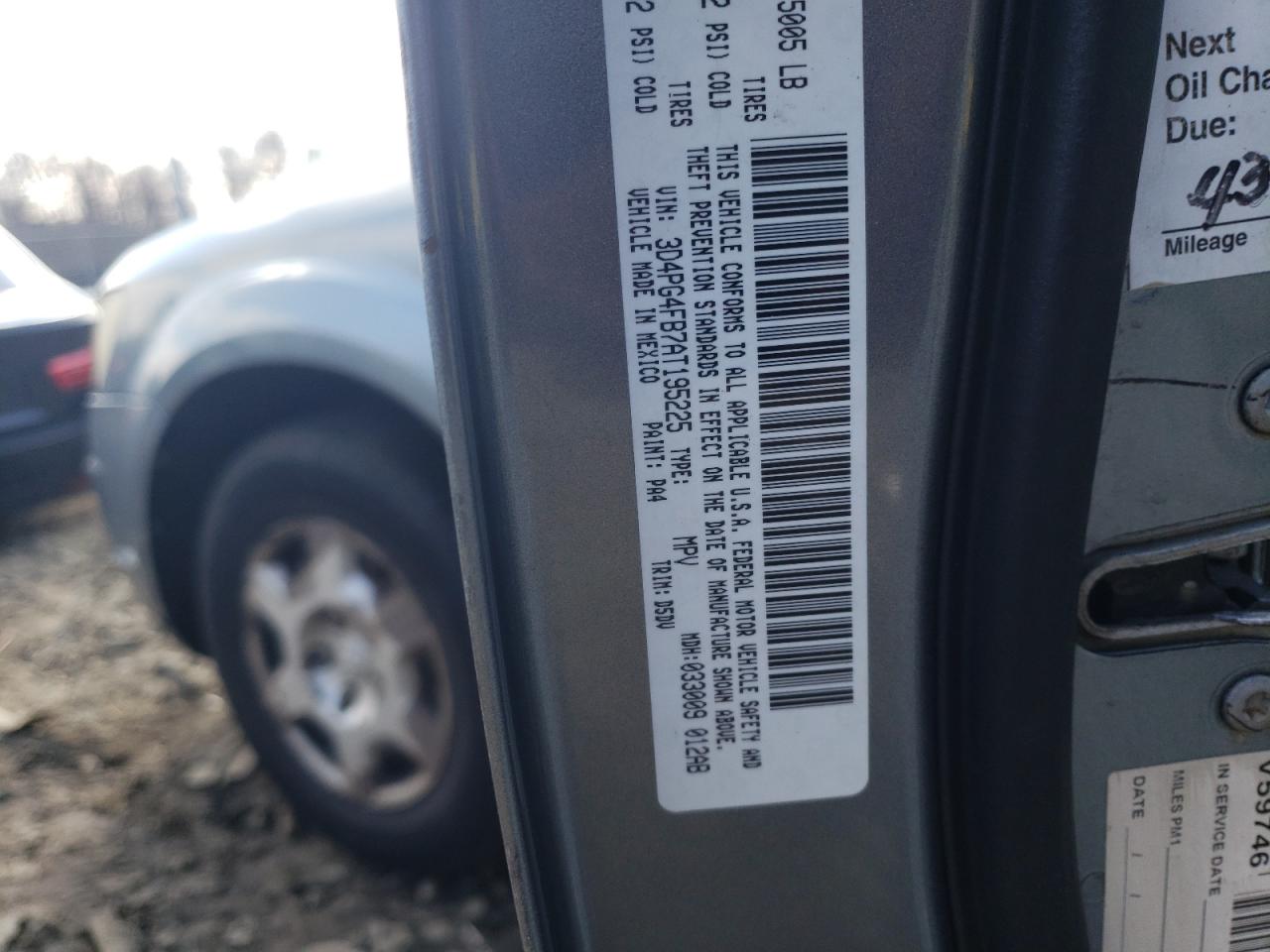 Photo 10 from auction – 2010 DODGE JOURNEY SE with VIN 3D4PG4FB7AT195225