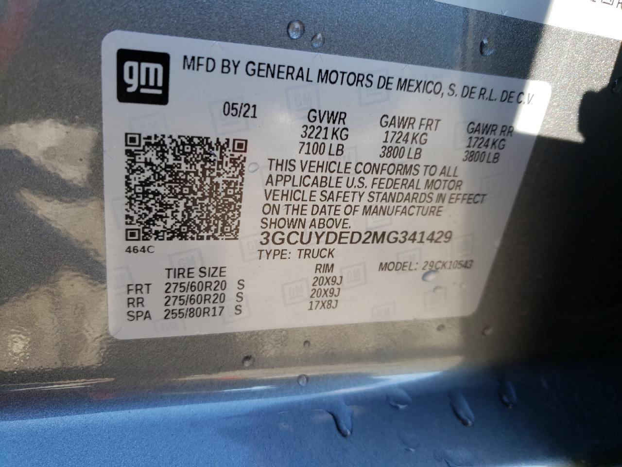 Photo 10 from auction – 2021 CHEVROLET 1500 with VIN 3GCUYDED2MG341429