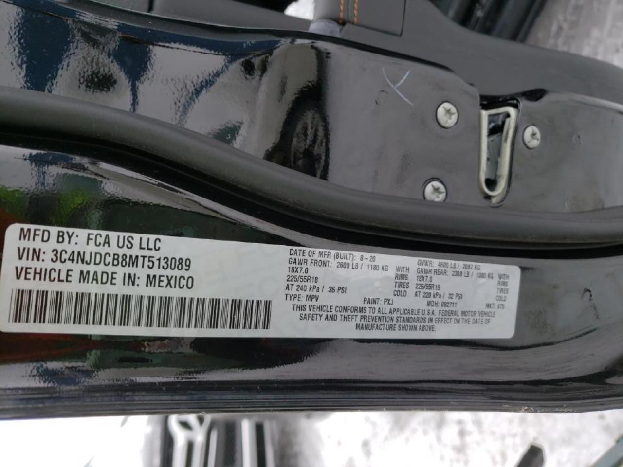 Photo 10 from auction – 2021 JEEP COMPASS LI with VIN 3C4NJDCB8MT513089