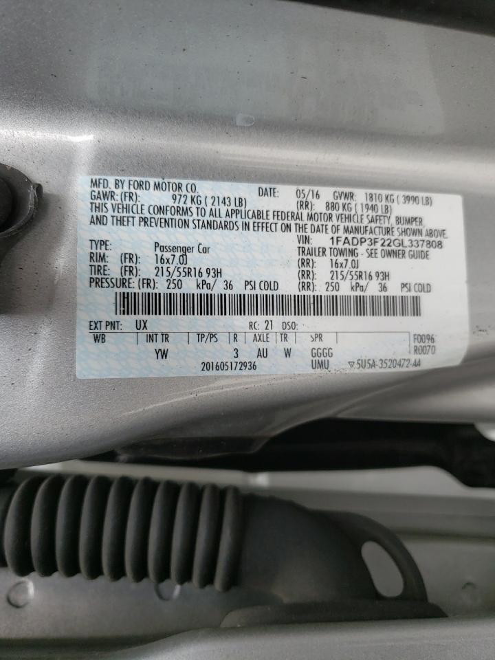 Photo 10 from auction – 2016 FORD FOCUS SE with VIN 1FADP3F22GL337808